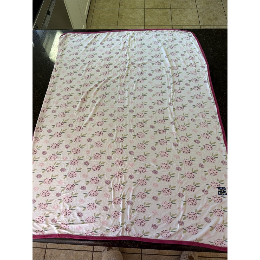 Kickee Pants Floral Swaddle Blanket Zinnias Flowers Pink Bamboo 35x27 Crib Lovey